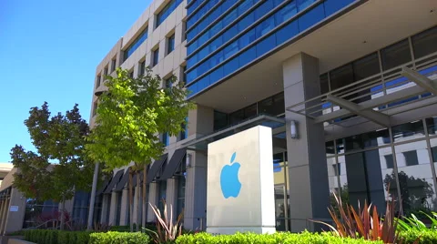 Establishing shot of Apple Headquarters in Cupertino California. Stock Footage