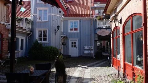 Establishing shot of a back yard during sunset at alingsas sweden Stock Footage 115271273