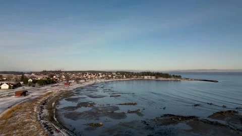 Establishing shot of a beach in winter Stock Footage 232507003