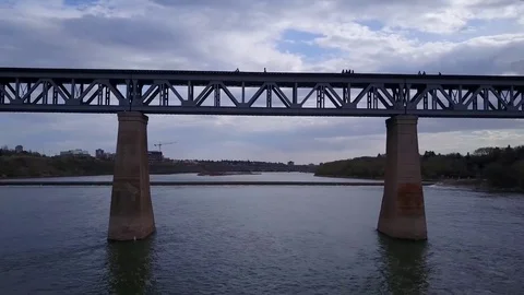 Establishing shot of a bridge over a river Stock Footage 77710512