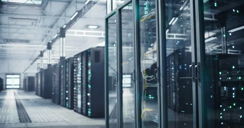 Establishing Shot in Data Center Video stock 320867489
