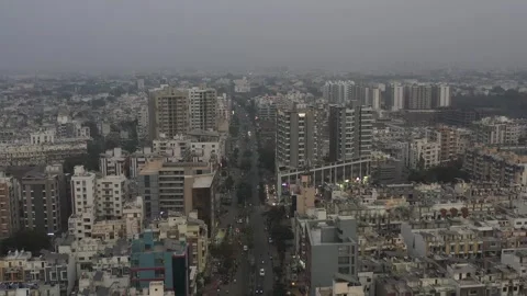Establishing shot of the developing city, high rises and low rise building Video stock 299700459