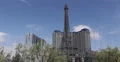 Establishing Shot Eiffel Tower Las Vegas Sightseeing Bellagio Water Fountain Day 4k or 4k+ Resolution