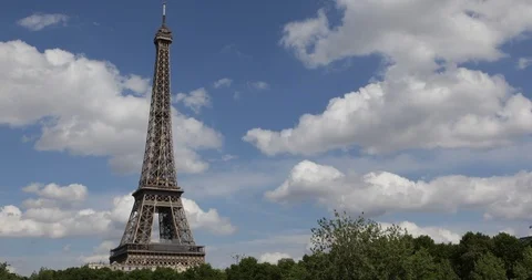 Establishing Shot of Famous Eiffel Tower in Paris Iconic Landmark Sightseeing Stock-Footage 97082746