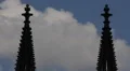 Establishing Shot German Symbols Cologne Cathedral Gothic Towers Silhouettes Day HD Footage