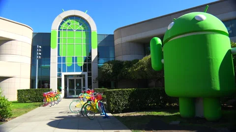 Establishing shot of Google Headquarters in silicon valley, California. Stock Footage 46958433