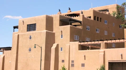 Establishing Shot of a Lavish Adobe Building Stock Footage 64832484