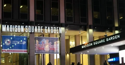 Establishing Shot Madison Square Garden Exterior in New York City 4K Stock Footage