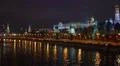 Establishing shot. Moscow Kremlin at winter night. View from river side. HD Footage