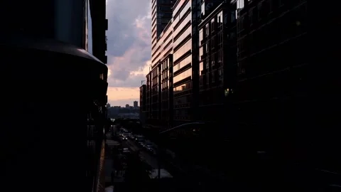 Establishing shot of New York's lower East Side from a Soho Rooftop. Stock Footage 145203095