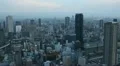 Establishing Shot Osaka Aerial View Business Tower Downtown City Dusk Light Asia HD Footage