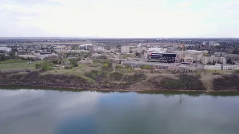 Establishing shot of river shore Stock Footage 77712369