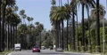 Establishing Shot Spectacular View Beverly Hills Drive Cars Passing Los Angeles 4k or 4k+ Resolution