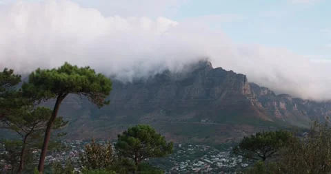 Establishing Shot of Table Mountain in Cape Town Stock Footage 344235282