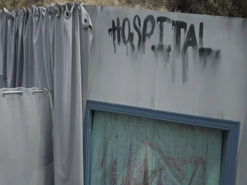 Establishing Shot of Theme halloween park Stock Footage 80964208