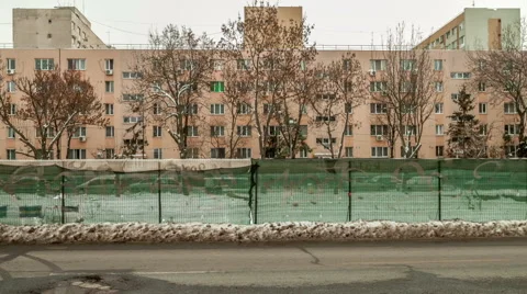 Establishing shot time lapse eastern european communist architecture building Stock-Footage 45874616