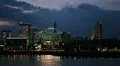 Establishing Shot Tokyo Bay Yokohama Skyline Cityscape Illuminated Night View HD Footage