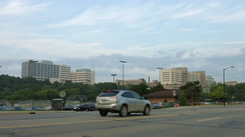 Establishing shot: wide view University of Michigan Hospitals 4K Stock Footage 45621908