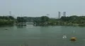Establishing Shot Xuanwu Lake Nanjing Skyline Aerial View Office Tower Buildings HD Footage