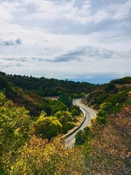 Establishing vertical shot of Emigration Canyon Road, Salt Lake City, Utah. Stock Photos