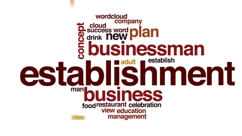 Establishment animated word cloud, text design animation. Stock Footage 72754607