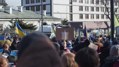 Establishment Demonstration, Protest Against The Russian War Invasion In Ukraine Stock Footage 171107466