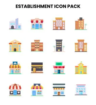 Establishment Flat Bundle Icons Pack イラスト素材
