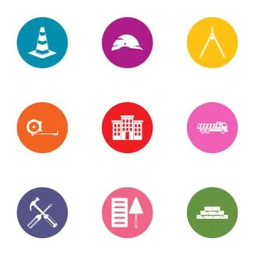 Establishment icons set, flat style Stock Illustration