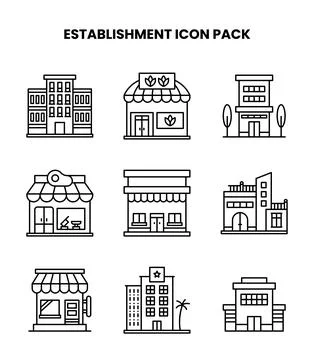 Establishment Line Vector Icons Pack Ilustración de archivo