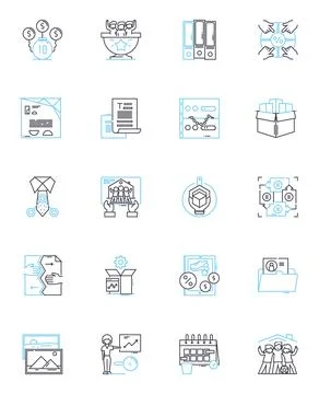 Establishment linear icons set. Institution, Foundation, Setup, Building Stock Illustration