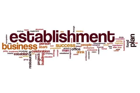 Establishment word cloud Stock Illustration