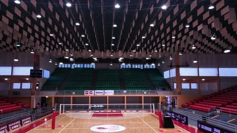 Establising Shot Inside Volleyball Coliseum 4K Stock Footage 218406539