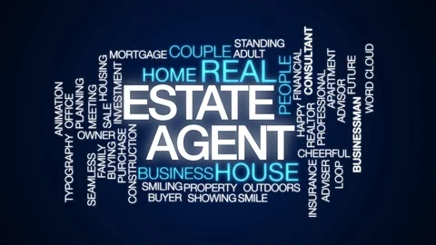 Estate agent animated word cloud. Kinetic typography. Video stock 105017849