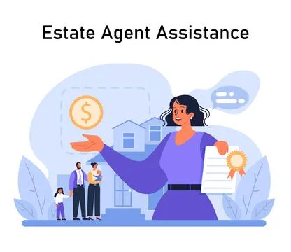 Estate Agent Assistance concept. Flat vector illustration. イラスト素材