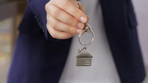 Estate Agent Midsection Showing House Keys Stock Footage 115366120