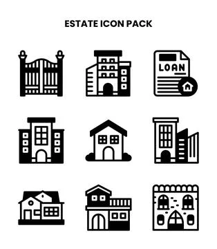 Estate DuoTone Icons Pack Stock Illustration