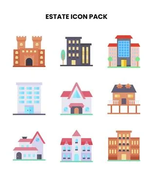 Estate Flat Graphics Icons Pack 스톡 일러스트