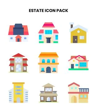 Estate Flat UI Icons Pack Stock Illustration