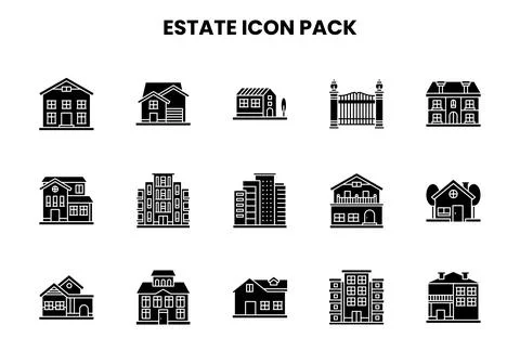 Estate Glyph Vector Icons Pack Illustrazione stock