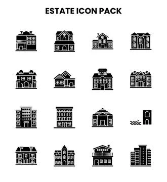 Estate Glyph Vector Icons Pack 스톡 일러스트