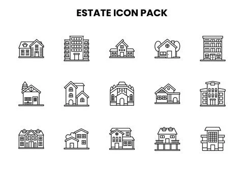 Estate Line Bundle Icons Pack Illustrazione stock