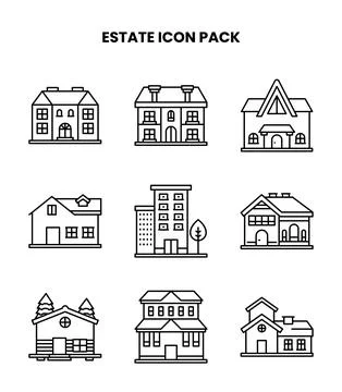 Estate Line Graphics Icons Pack イラスト素材