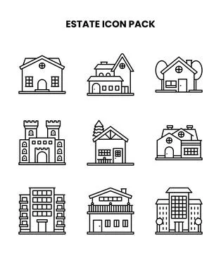 Estate Line Vector Icons Pack Illustrazione stock