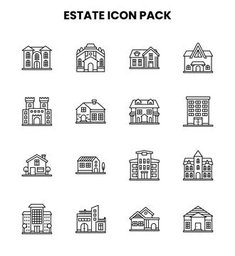 Estate Line Vector Icons Pack Stock Illustration