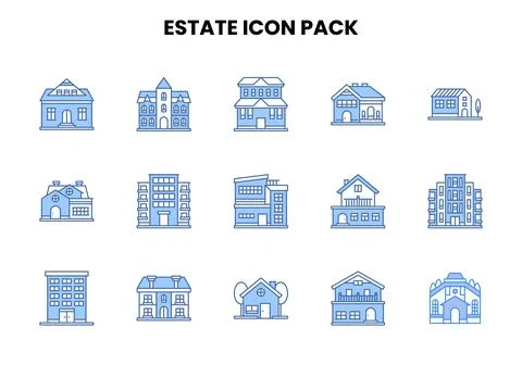 Estate Two Colour Bundle Icons Pack Stock Illustration