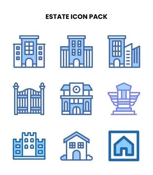 Estate Two Colour Bundle Icons Pack Stock Illustration