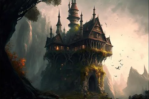 An Estate Within A Valley Stock Illustration