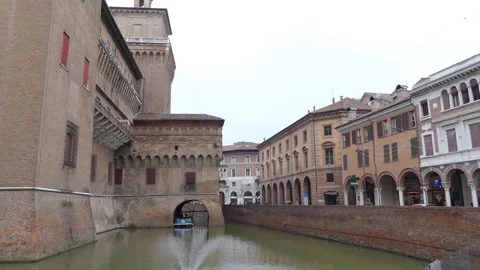 Este castle (Castello Estense) in Ferrara, Italy Stock Footage 90948517