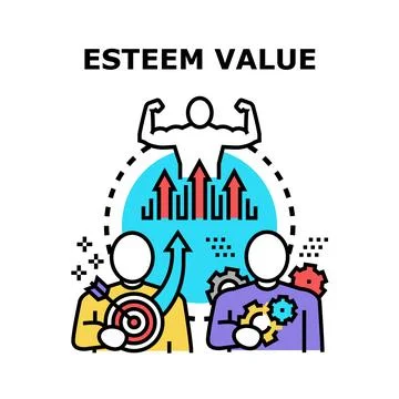 Esteem value promoting self confidence and achievements Stock Illustration