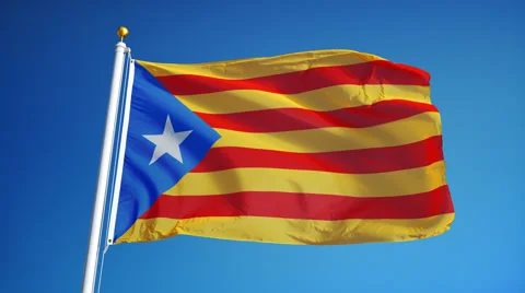 Estelada blava flag in slow motion looped with alpha Stock Footage 65240834